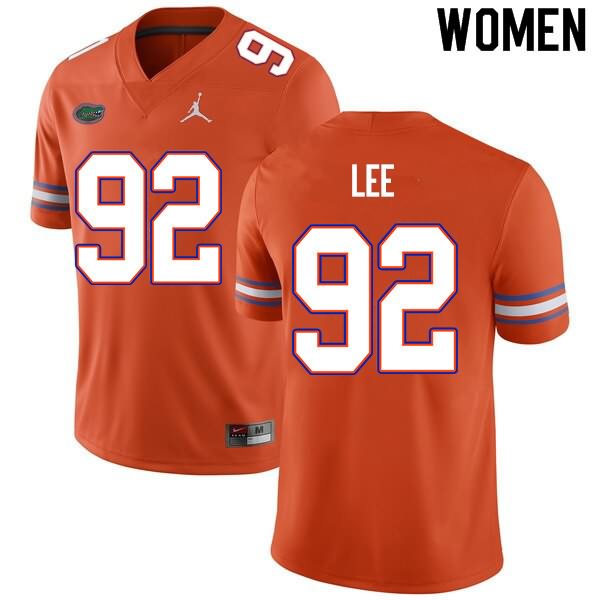 NCAA Florida Gators Jalen Lee Women's #92 Nike Orange Stitched Authentic College Football Jersey ABO3364RC
